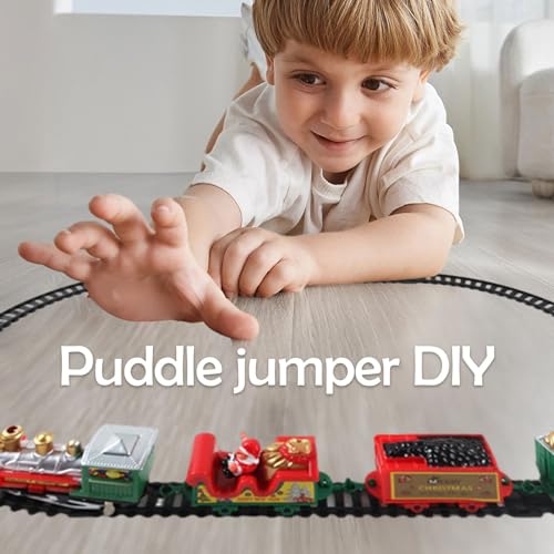 Tren Eléctrico | Kits Ferroviarios Navideños con Vías de Tren - Juego de Trenes de Juguete clásico de Montaje DIY navideño, Divertidos Juguetes de construcción de vagones para niños de 3, 4, Delesys