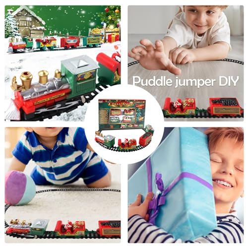 Tren Eléctrico | Kits Ferroviarios Navideños con Vías de Tren - Juego de Trenes de Juguete clásico de Montaje DIY navideño, Divertidos Juguetes de construcción de vagones para niños de 3, 4, Delesys