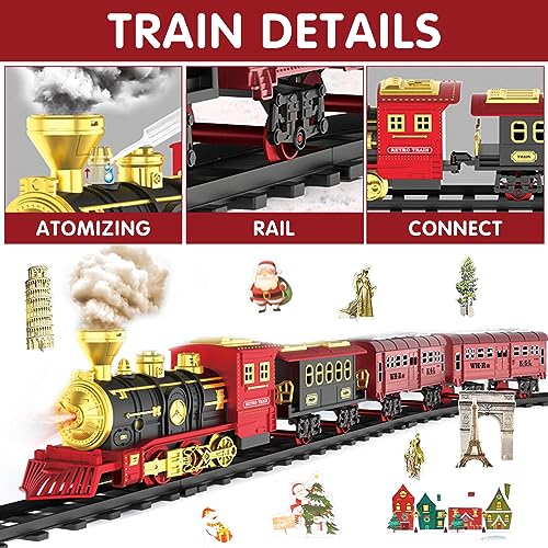 Tren Juguete para Niños,Control Remoto Juegos De Trenes De Vapor con Humo,DIY Ferroviarias Juegos Regalos para Niños,Regalos para Niños y Niñas Mayores de 3 4 5 6 7 8 Años