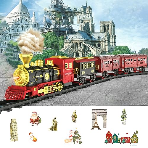 Tren Juguete para Niños,Control Remoto Juegos De Trenes De Vapor con Humo,DIY Ferroviarias Juegos Regalos para Niños,Regalos para Niños y Niñas Mayores de 3 4 5 6 7 8 Años