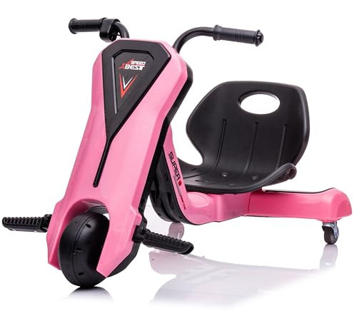 Triciclo Eléctrico Drift 360º Trike eléctrico Infantil a batería 12V con Ruedas giratorias de 360 ​​° (Rosa)