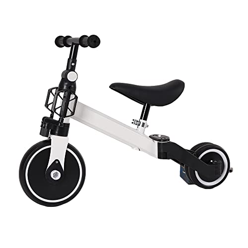 Triciclos para Niños, 3 en 1 Una Bici Multifunción, Adecuado para niños de 1-3 años,Triciclo,Bicicleta,Carro de Equilibrio,Caminante, Altura del Asiento Regulable -3 en 1 (Blanco)