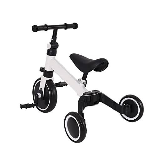 Triciclos para Niños, 3 en 1 Una Bici Multifunción, Adecuado para niños de 1-3 años,Triciclo,Bicicleta,Carro de Equilibrio,Caminante, Altura del Asiento Regulable -3 en 1 (Blanco)