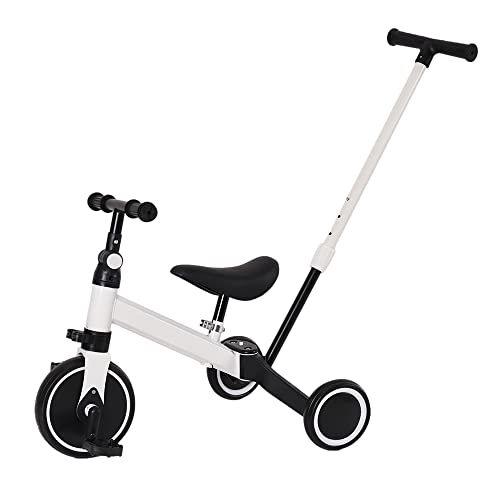 Triciclos para Niños, 3 en 1 Una Bici Multifunción, Adecuado para niños de 1-3 años,Triciclo,Bicicleta,Carro de Equilibrio,Caminante, Altura del Asiento Regulable -3 en 1 (Blanco)