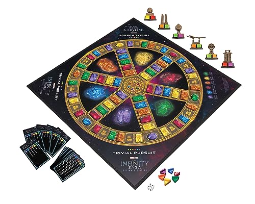 TRIVIAL PURSUIT: Marvel Cinematic Universe Ultimate Edition | Juego de mesa de trivia coleccionable con 6 movimientos de ubicación de piedra infinita y 1800 preguntas de MCU fases 1-3