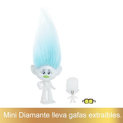 Trolls 3 Todos Juntos Muñeco Guy Diamond con Diamantito, inspirado en la película, juguete +3 años (Mattel HNF09)