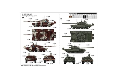 Trumpeter 09555 - Maqueta de avión Ruso T-72B1 MBT (con Contacto 1 Reactive Amor)