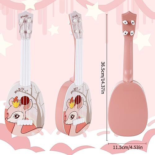 TSLBW 37 CM Ukelele Soprano, Juguete de Guitarra Ukelele para Niños, para Principiantes con 4 Cuerdas Ajustables, Mini Guitarra y Púas para Juego Educativo Temprano (Edición infantil-A10) (MY-06)