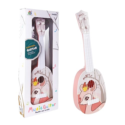 TSLBW 37 CM Ukelele Soprano, Juguete de Guitarra Ukelele para Niños, para Principiantes con 4 Cuerdas Ajustables, Mini Guitarra y Púas para Juego Educativo Temprano (Edición infantil-A10) (MY-06)