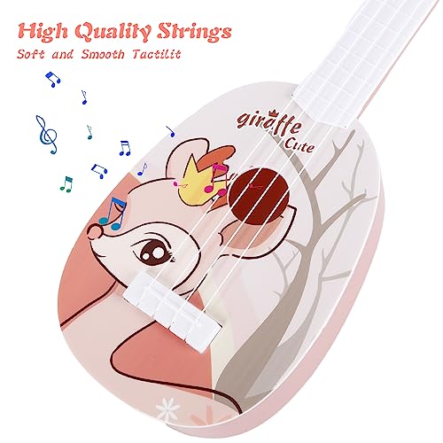 TSLBW 37 CM Ukelele Soprano, Juguete de Guitarra Ukelele para Niños, para Principiantes con 4 Cuerdas Ajustables, Mini Guitarra y Púas para Juego Educativo Temprano (Edición infantil-A10) (MY-06)