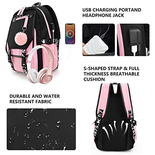 TSLBW Mochila Escolar para Niña, 20-35L Mochila Escolar Niñas Escolares Bolsa para Juveniles Chica Mujer para Uso Diario como Escuela, Compras, Viaje, Secundaria y Universidad (Rosa negro)