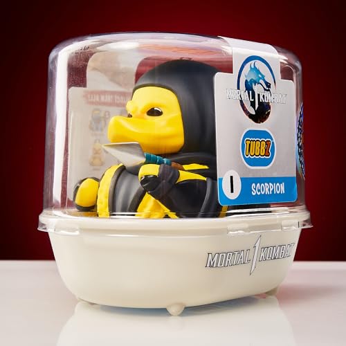 TUBBZ First Edition Scorpion - Figura Coleccionable de Pato de Goma de Vinilo, mercancía Oficial de Mortal Kombat, televisión de acción de Lucha, películas, cómics y Videojuegos