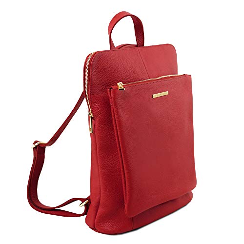 Tuscany Leather. TL Bag Mochila para mujer en piel suave - TL141682 (Rojo Lipstick)