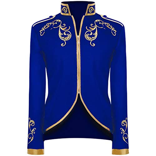 Uikceten Disfraz Cosplay Halloween Hombre Steampunk Frack Abrigo Gótico Medieval Ropa Victoriana Blazer Chaqueta Hombre Manga Larga Príncipe Esmoquin Disfraces Victorianos, azul, L