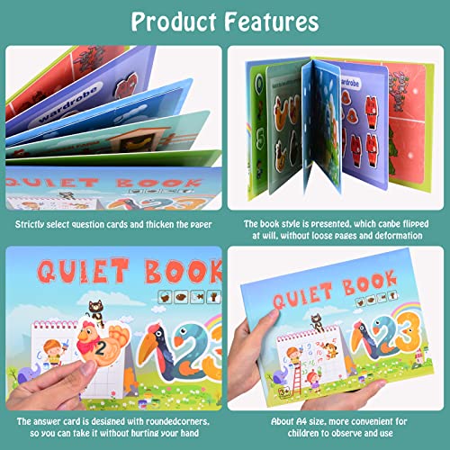 Ulikey Quiet Book, Montessori Libro Tranquilo, Paste Book Juguetes Educativos, Juguetes Sensoriales de Autismo, Juguetes a Juego de Rompecabezas para Niños a Partir de 3 Años, Reutilizable (Digital)