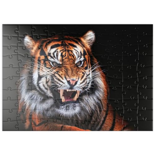 Un Tigre De Sumatra sobre Un Fondo Negro - Premium 100 Piezas Puzzles - Colección Especial MyPuzzle de Puzzle Galaxy