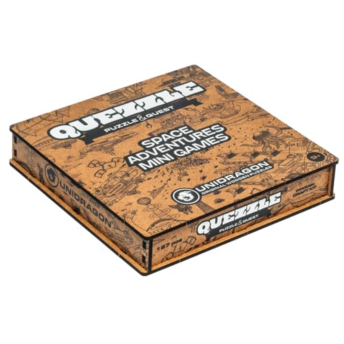 UNIDRAGON Rompecabezas Originales de Madera - Quezzle Aventuras Espaciales Mini-Juegos 127 pcs, Bonito Envoltorio de Regalo, Forma única Mejor Regalo para Adultos y niños