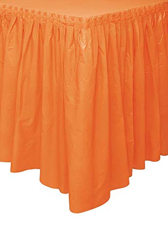 Unique- Falda de mesa de plástico, Color naranja, 420 cm (50049)