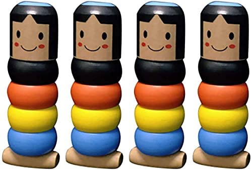 Uposao 4 Piezas irrompibles Juguetes de Madera para Hombre, de Madera, muñeca Inmortal Daruma, Juguete mágico, Juguete para Etapa mágica, Regalo para niños y Adultos