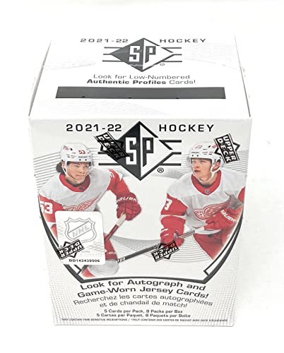 Upper Deck Caja de cartas de hockey SP 2021-22 (8 paquetes de tarjetas de hockey)