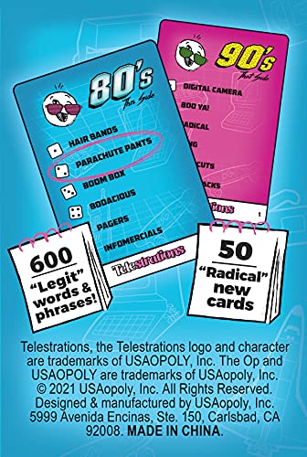 USAOPOLY Telestrations - Paquete de expansión de los años 80/90, con 600 palabras, frases y referencias totalmente impresionantes, gran nueva adición al juego de fiesta Telestrations