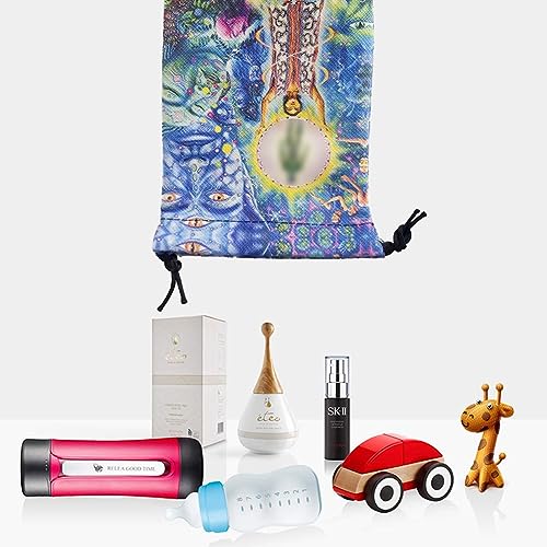 UZSXHJ 2 Bolsa de Almacenamiento de Tarot, Bolsas de Embalaje de Terciopelo Grueso, Símbolo del Dios del cielo, Bolsa con Cordón, Tarjeta Protectora, Juego de Mesa, Bordado para Tar