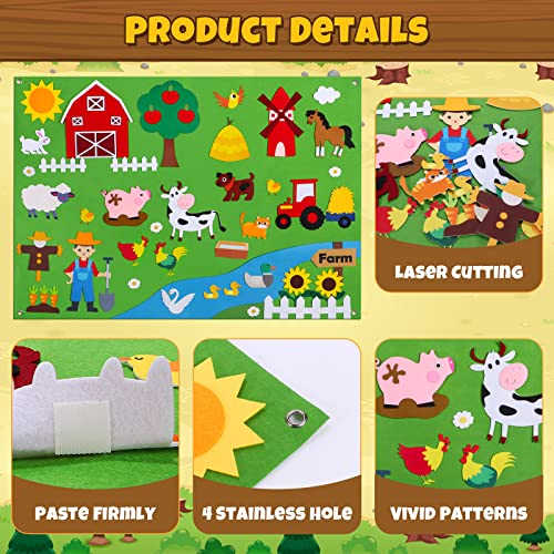 vamei Juguetes Montessori Juguetes Educativos Farm Granja Story board en fieltro Juegos Aprendizaje Juguete de Preescolar Regalo de cumpleaños para Niños Niñas 3 4 5 6 7 8 años