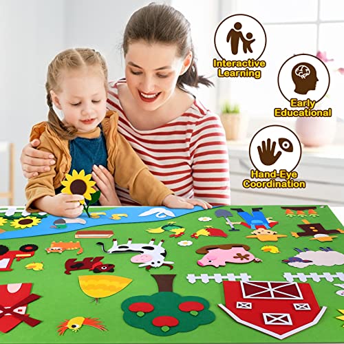 vamei Juguetes Montessori Juguetes Educativos Farm Granja Story board en fieltro Juegos Aprendizaje Juguete de Preescolar Regalo de cumpleaños para Niños Niñas 3 4 5 6 7 8 años