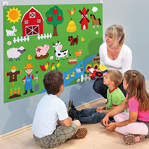 vamei Juguetes Montessori Juguetes Educativos Farm Granja Story board en fieltro Juegos Aprendizaje Juguete de Preescolar Regalo de cumpleaños para Niños Niñas 3 4 5 6 7 8 años