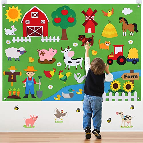 vamei Juguetes Montessori Juguetes Educativos Farm Granja Story board en fieltro Juegos Aprendizaje Juguete de Preescolar Regalo de cumpleaños para Niños Niñas 3 4 5 6 7 8 años