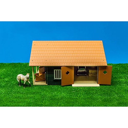 Van Manen Kids Globe Farming 610167 - Establo para Caballos (Madera, Escala 1:24, con 2 caballerizas, Taller, Techo y Puertas móviles)