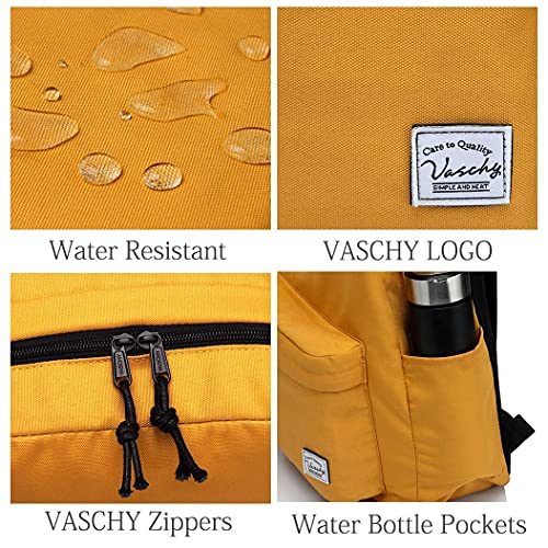 VASCHY Bolsa de escuela ligera, 20 litros, resistente al agua, para viajes, deporte, senderismo, escuela con dos bolsillos para botellas, Amarillo Miel, talla única, Práctica