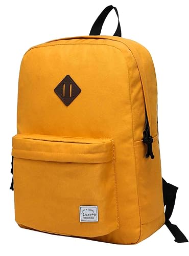 VASCHY Bolsa de escuela ligera, 20 litros, resistente al agua, para viajes, deporte, senderismo, escuela con dos bolsillos para botellas, Amarillo Miel, talla única, Práctica