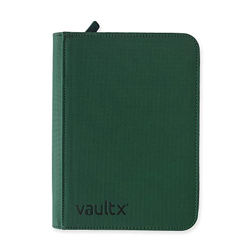 Vault X Carpeta Exo-Tec Premium Zip - Álbum de 4 Bolsillos para Cartas Coleccionables - 160 Bolsillos de Inserción Lateral con una Cremallera para TCG (Verde)