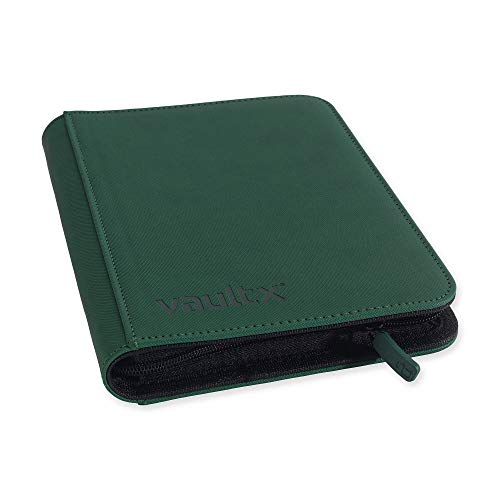 Vault X Carpeta Exo-Tec Premium Zip - Álbum de 4 Bolsillos para Cartas Coleccionables - 160 Bolsillos de Inserción Lateral con una Cremallera para TCG (Verde)