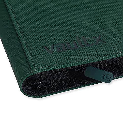 Vault X Carpeta Exo-Tec Premium Zip - Álbum de 4 Bolsillos para Cartas Coleccionables - 160 Bolsillos de Inserción Lateral con una Cremallera para TCG (Verde)