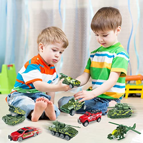 Vehículos Militares Diecast Coches Juguetes para niños de 3, 4, 5, 6, 7 años de Edad, 6 Unidades, aleación Metal ejército, Modelos de Juguete de Juego, camión y helicóptero para niños pequeños, niñas