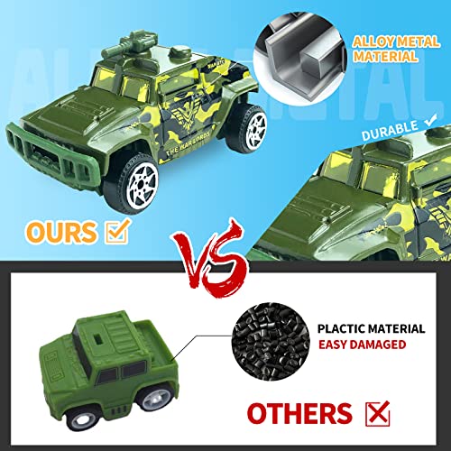 Vehículos Militares Diecast Coches Juguetes para niños de 3, 4, 5, 6, 7 años de Edad, 6 Unidades, aleación Metal ejército, Modelos de Juguete de Juego, camión y helicóptero para niños pequeños, niñas