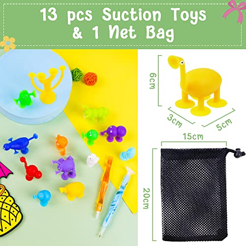 Vicloon Juego de Ventosas para Niños, 13pcs Juego de Dardos de Ventosa de Silicona, Juguetes Sensoriales Interactivos, Juguetes de Baño para Niños, Adornos de Decoración Juego