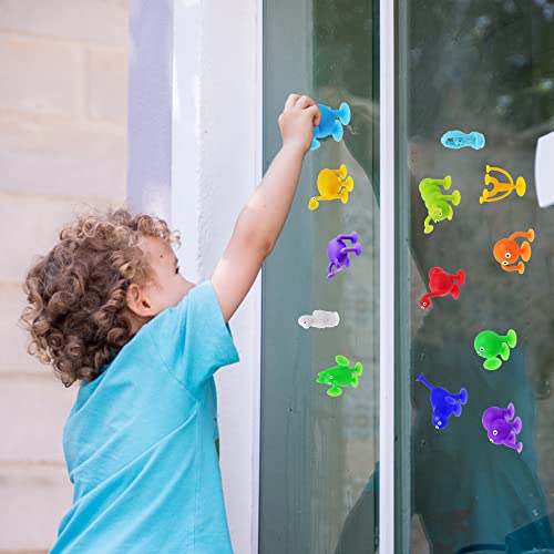 Vicloon Juego de Ventosas para Niños, 13pcs Juego de Dardos de Ventosa de Silicona, Juguetes Sensoriales Interactivos, Juguetes de Baño para Niños, Adornos de Decoración Juego