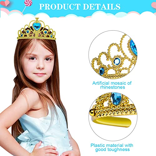 Vicloon Princesa Accesorios, 6Pcs Conjunto con Accesorios de Elsa, Princesa Jasmine Cosplay, Guantes, Varita, Corona, Collar, Pendientes y Venda, para Halloween, Navidad Fiestas, Cumpleaños, 2-9 Años