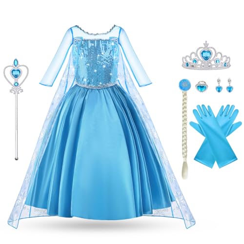 Vicloon Princesa Disfraz Traje, Vestido Reina de la Nieve de Fairy Tale Designs, Zapatos y Accesorios para Niñas