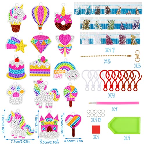 Victse DIY 5D Kits de Pintura de Diamantes para Niños, Stickers, Mosaicos Dibujo, Pegatinas para Niños (Unicornios)