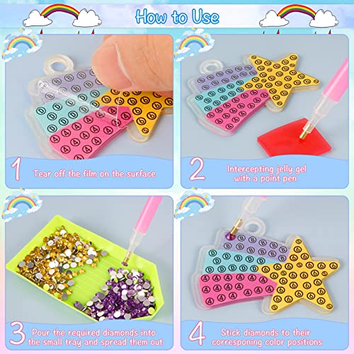 Victse DIY 5D Kits de Pintura de Diamantes para Niños, Stickers, Mosaicos Dibujo, Pegatinas para Niños (Unicornios)