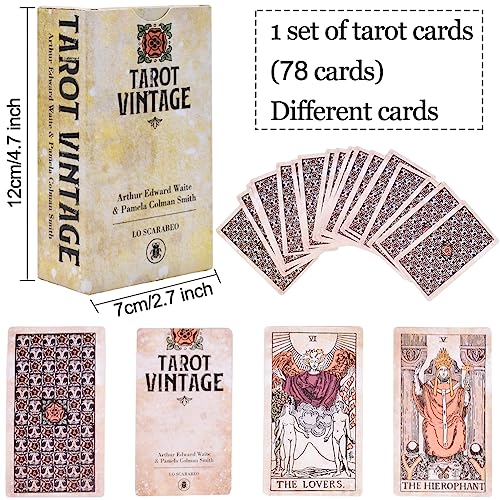 Vintage WaiteJuego de Tarot Cartas,Vintage WaiteCartas del Tarot Tarjeta de Adivinación Clásico Tarot Deck Cartas Fortune-Telling Juego de Mesa Interactivo Cards para Niños Principiantes Regalos Adivi