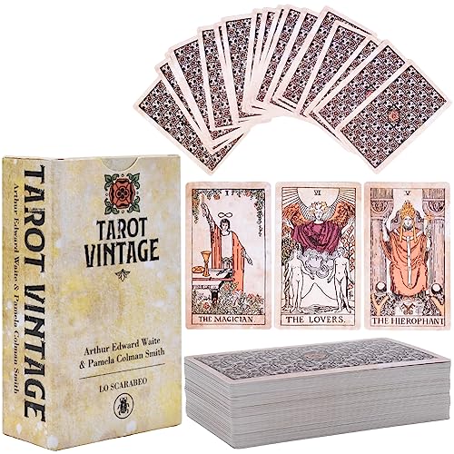 Vintage WaiteJuego de Tarot Cartas,Vintage WaiteCartas del Tarot Tarjeta de Adivinación Clásico Tarot Deck Cartas Fortune-Telling Juego de Mesa Interactivo Cards para Niños Principiantes Regalos Adivi