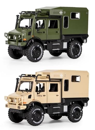 VIOLK Nuevo Modelo de Coche Militar de aleación fundida 1:32 for Unimog RV Mini Todoterreno RV, Juguetes de Navidad Regalo de Metal (Color : 1 32 Motorhome Black)