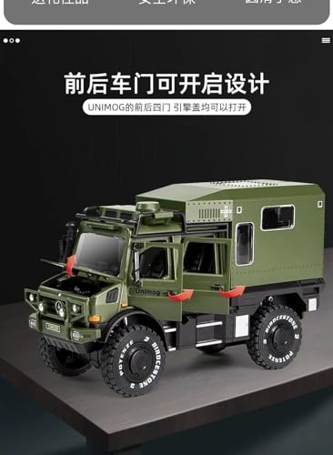 VIOLK Nuevo Modelo de Coche Militar de aleación fundida 1:32 for Unimog RV Mini Todoterreno RV, Juguetes de Navidad Regalo de Metal (Color : 1 32 Motorhome Black)