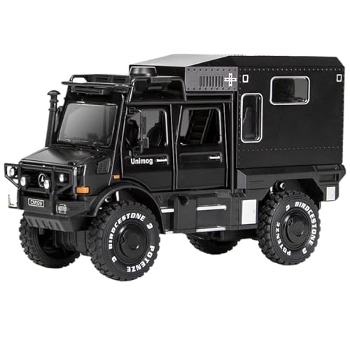 VIOLK Nuevo Modelo de Coche Militar de aleación fundida 1:32 for Unimog RV Mini Todoterreno RV, Juguetes de Navidad Regalo de Metal (Color : 1 32 Motorhome Black)