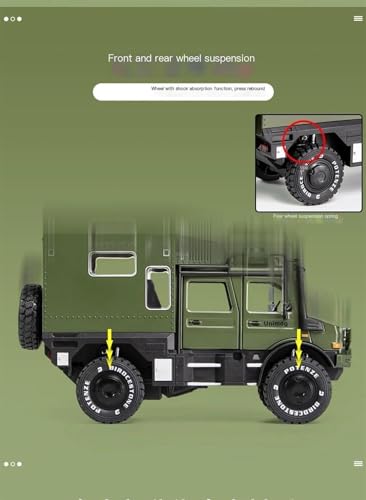 VIOLK Nuevo Modelo de Coche Militar de aleación fundida 1:32 for Unimog RV Mini Todoterreno RV, Juguetes de Navidad Regalo de Metal (Color : 1 32 Motorhome Black)